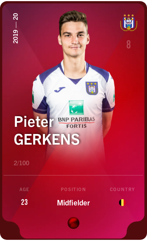 Sorare - Sorare Official - Pieter Gerkens 2019-20 • Rare 2/100 - NFT # 37083682022610952878219990620787601201398950300768740509065524648447662722037