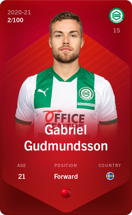 Sorare - Sorare Official - Gabriel Gudmundsson 2020-21 • Rare 2/100 - NFT # 20856548693505183104012356666735331080909828246121283876395540915795897994465