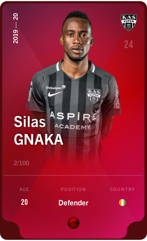 Sorare - Sorare Official - Silas Gnaka 2019-20 • Rare 2/100 - NFT # 71372729997507929945727521257408770075828911042078120558175137732474736823159
