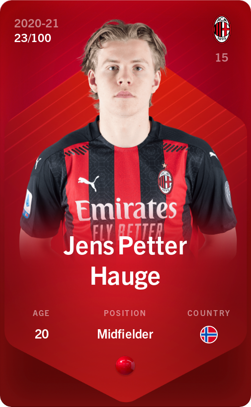 Sorare - Sorare Official - Jens Petter Hauge 2020-21 • Rare 23/100 - NFT # 45130579689662400862944190444158731776298556935677806041851956581047810664621