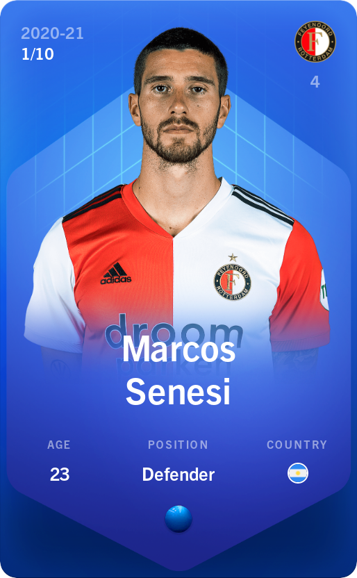 Sorare - Sorare Official - Marcos Senesi 2020-21 • Super Rare 1/10 - NFT # 24276273922226506323955972140160252725324718513623243879395717600875153142483