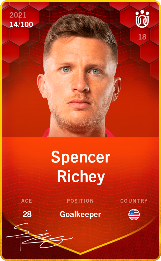 Sorare - Sorare Official - Spencer Richey 2021-22 • Rare 14/100 - NFT # 25297567007979497563083684735787120237146301246787371331696253270194537031742