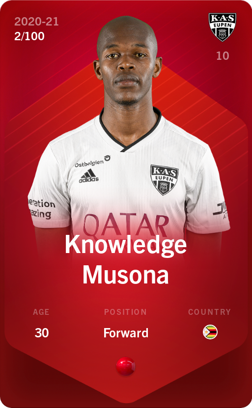 Sorare - Sorare Official - Knowledge Musona 2020-21 • Rare 2/100 - NFT # 8477503271192682423650372482105171392548278672129760594806398215713734313213