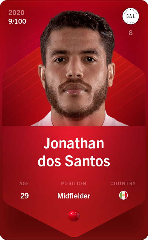 Sorare - Sorare Official - Jonathan dos Santos 2020-21 • Rare 9/100 - NFT # 4425186841381350818259123147796633452042164882802561726051649150216591567199