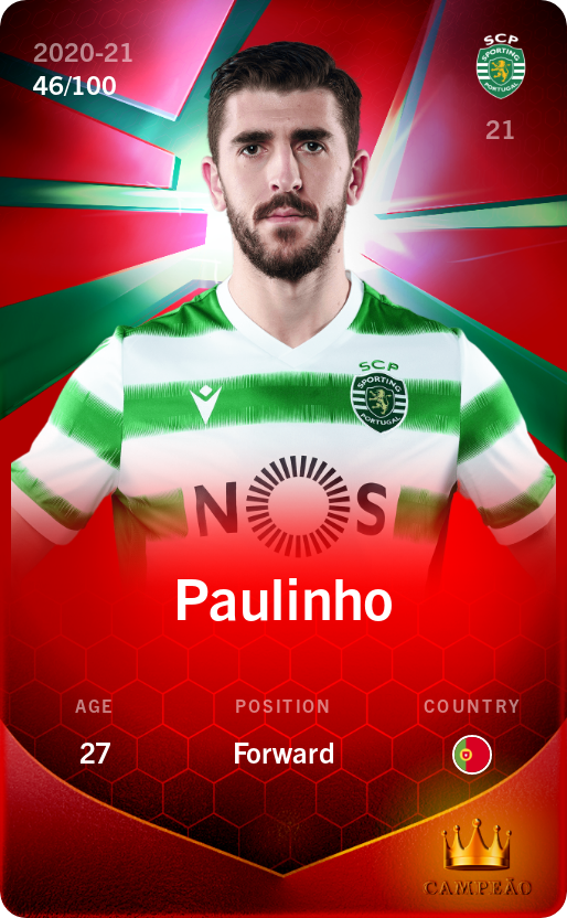 Sorare - Sorare Official - Paulinho 2020-21 • Rare 46/100 - NFT # 54430594584683655874674444446876949791852487157519234412346084536353518790267
