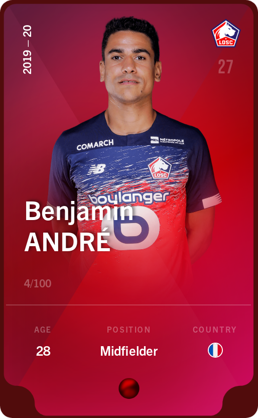 Sorare - Sorare Official - Benjamin André 2019-20 • Rare 4/100 - NFT # 12280344798593753081230497714450958870223677613398797887988749060919056953041