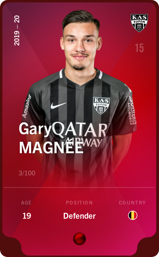 Sorare - Sorare Official - Gary Magnée 2019-20 • Rare 3/100 - NFT # 22076701708755907877638109575144679650176600192583535993408712331620368443476