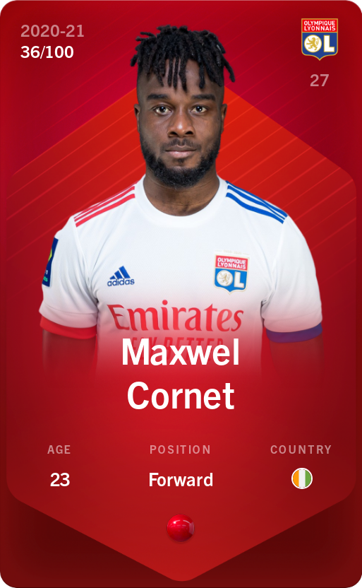 Sorare - Sorare Official - Maxwel Cornet 2020-21 • Rare 36/100 - NFT # 29381087308459542282328727467153612290630020535363193901933321422398537995928