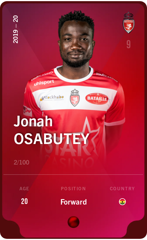 Sorare - Sorare Official - Jonah Osabutey 2019-20 • Rare 2/100 - NFT # 14554118572589333999519303136243423548789044532326385750678355157881315564412