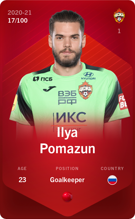 Sorare - Sorare Official - Ilya Pomazun 2020-21 • Rare 17/100 - NFT # 40470914781111132489045613675467058951094626132047967929318132896523014293737