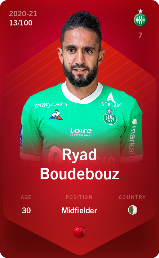 Sorare - Sorare Official - Ryad Boudebouz 2020-21 • Rare 13/100 - NFT # 92882867218963878328712652522170465403000417780791897713656908685424643072278