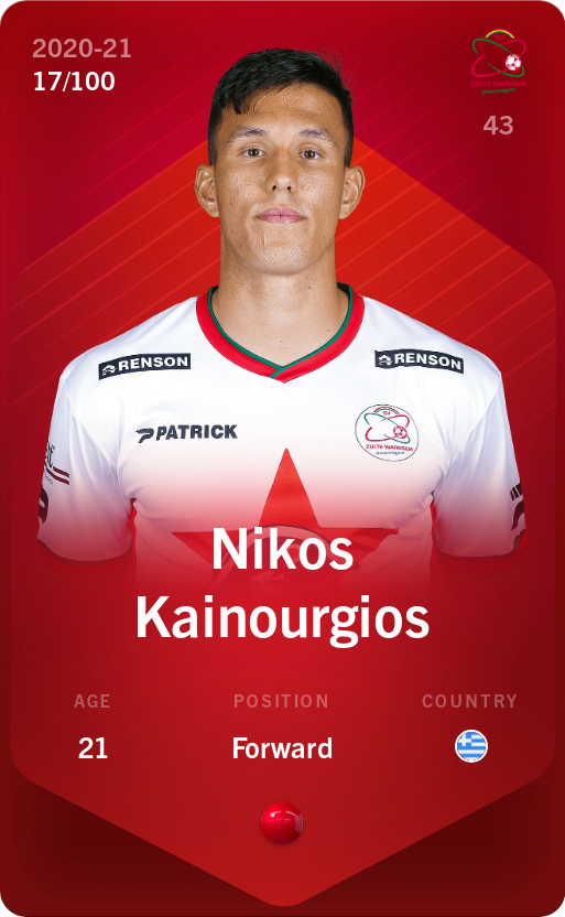 Sorare - Sorare Official - Nikos Kainourgios 2020-21 • Rare 17/100 - NFT # 67353677279606081859888730711026263507850002362305691341555901108506562229436