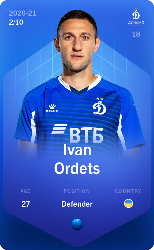 Sorare - Sorare Official - Ivan Ordets 2020-21 • Super Rare 2/10 - NFT # 83880892830796010024543228510915530711494631420480074824712167476689476940014