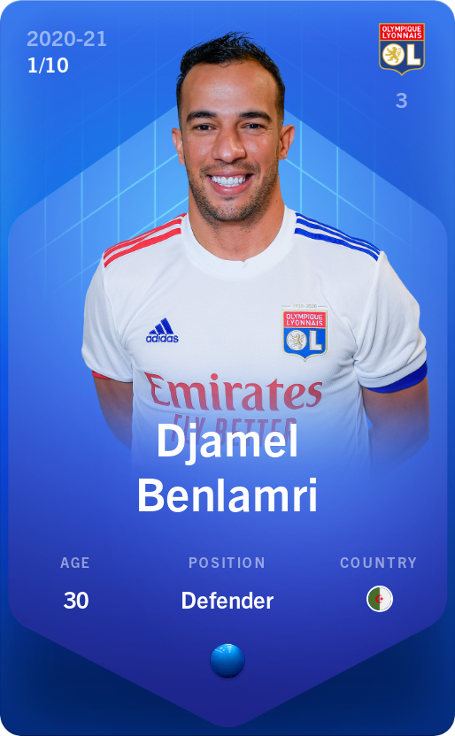 Sorare - Sorare Official - Djamel Benlamri 2020-21 • Super Rare 1/10 - NFT # 53510953338353047737650667547977364547263945541858450558234938877091459845674