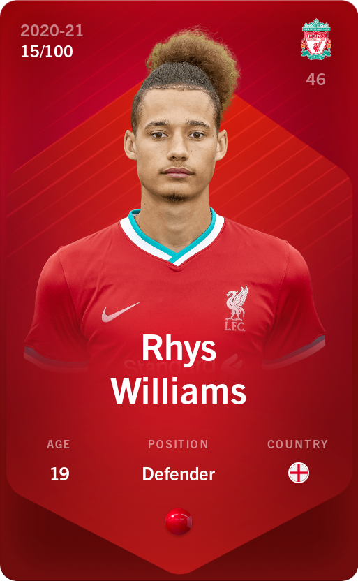 Sorare - Sorare Official - Rhys Williams 2020-21 • Rare 15/100 - NFT # 102367031157700754787881233535134327863312341680083001748949173366136099607560