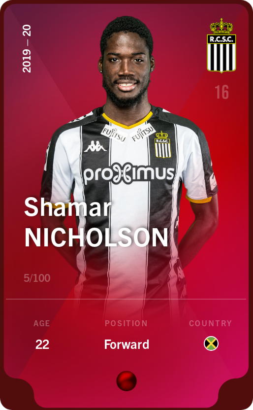 Sorare - Sorare Official - Shamar Nicholson 2019-20 • Rare 5/100 - NFT # 47699309659033819034058649398451765854584117230879926222265195763095555184362