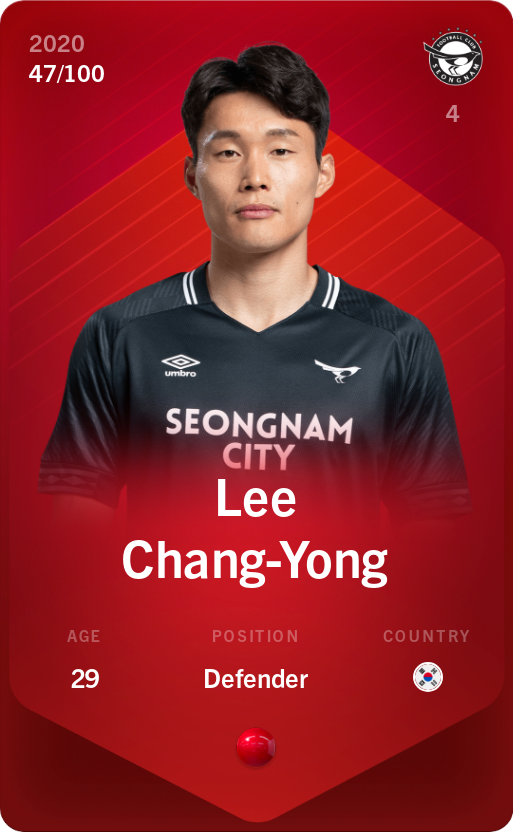Sorare - Sorare Official - Lee Chang-Yong 2020-21 • Rare 47/100 - NFT # 36579584983322288815392480789209661730060904475433547488213468264325030564814
