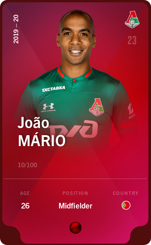 Sorare - Sorare Official - João Mário 2019-20 • Rare 10/100 - NFT # 44011084589566918194974037425534914376594267624014613320179606489807156908233