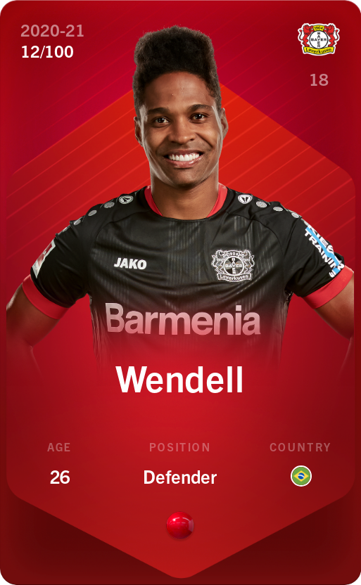 Sorare - Sorare Official - Wendell 2020-21 • Rare 12/100 - NFT # 61816692408264382641316857470856952720490460117885741208776929237177251793783