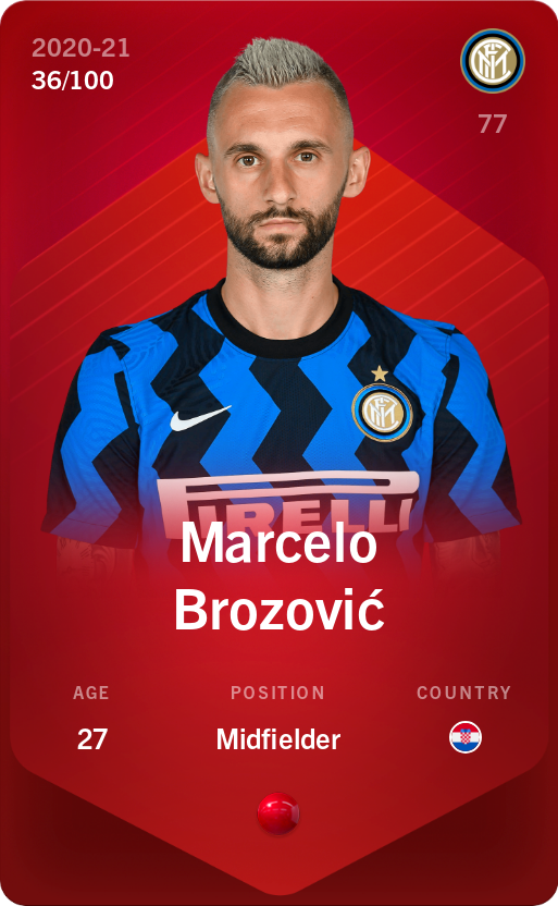 Sorare - Sorare Official - Marcelo Brozović 2020-21 • Rare 36/100 - NFT # 99738661088464439783147725469983068303503839243614843222408263436752763299482