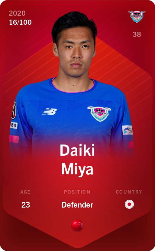 Sorare - Sorare Official - Daiki Miya 2020-21 • Rare 16/100 - NFT # 81667314756343966981623502704204618472043633328039268555116822687170279695596