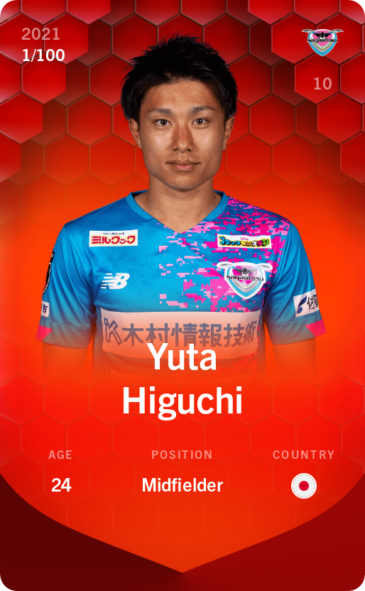 Sorare - Sorare Official - Yuta Higuchi 2021-22 • Rare 1/100 - NFT # 99420624871712063459329653243438764718024324589161942071131392942126607081111