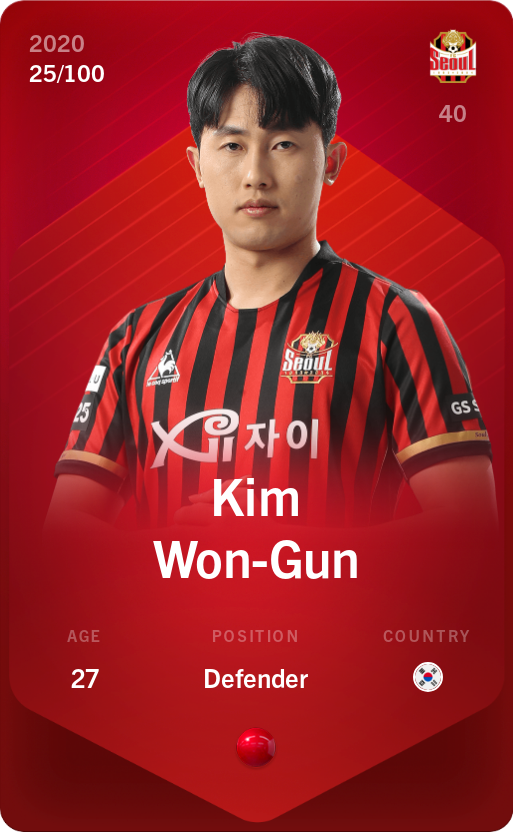 Sorare - Sorare Official - Kim Won-Gun 2020-21 • Rare 25/100 - NFT # 77150974168360594435593430096696746992157043428696532581486546700521196368267