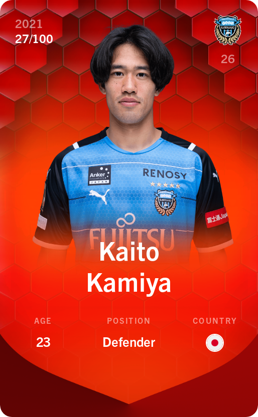 Sorare - Sorare Official - Kaito Kamiya 2021-22 • Rare 27/100 - NFT # 112005967968887759553291838642777575049300104487210621842446348995029314118943