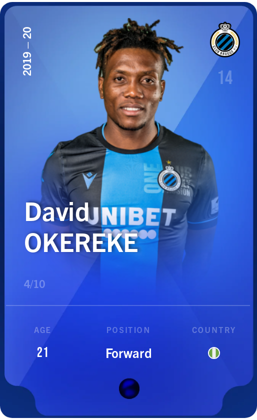Sorare - Sorare Official - David Okereke 2019-20 • Super Rare 4/10 - NFT # 43091025317022362485527054315912082210054919976230042023866344020464575258425