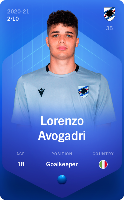 Sorare - Sorare Official - Lorenzo Avogadri 2020-21 • Super Rare 2/10 - NFT # 19880910470408536820557606023787318031614180486767636369042286239610386521440