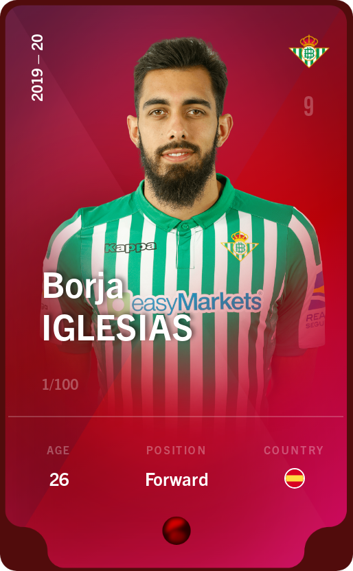 Sorare - Sorare Official - Borja Iglesias 2019-20 • Rare 1/100 - NFT # 101218030643523900047585845549600964856000440340693259048677972487964322904951