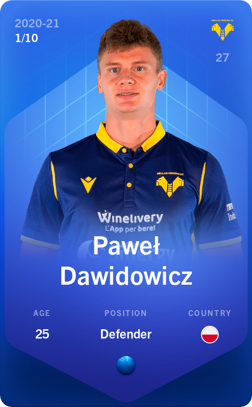 Sorare - Sorare Official - Paweł Dawidowicz 2020-21 • Super Rare 1/10 - NFT # 23971810698985059984232225682663878924327858694670879806021947293256969122735