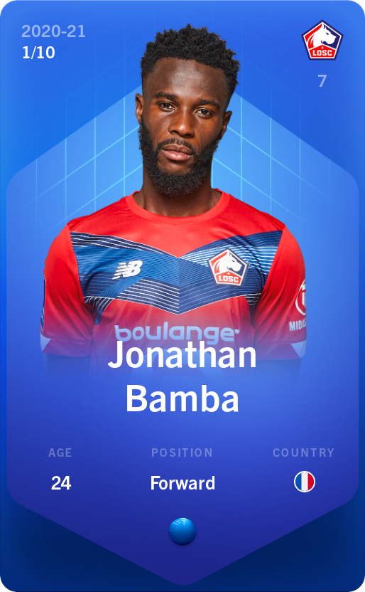 Sorare - Sorare Official - Jonathan Bamba 2020-21 • Super Rare 1/10 - NFT # 40296414871606685495875051290565656316983282855510214269126849756272522099339