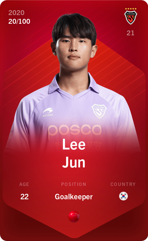 Sorare - Sorare Official - Lee Jun 2020-21 • Rare 20/100 - NFT # 5276861990268097217929864964584151739043611775475961669544487789413455053813