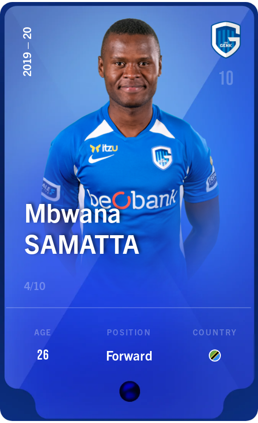 Sorare - Sorare Official - Mbwana Samatta 2019-20 • Super Rare 4/10 - NFT # 56606631681485920193738294744572160902265682655235350675703942031636329605541