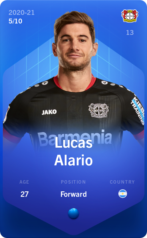 Sorare - Sorare Official - Lucas Alario 2020-21 • Super Rare 5/10 - NFT # 114549957815761696744193146370363653108740544624521956594372624232501514203717