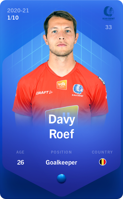 Sorare - Sorare Official - Davy Roef 2020-21 • Super Rare 1/10 - NFT # 79410263356349037511165491751744604263380085933301760942364593381132948574486