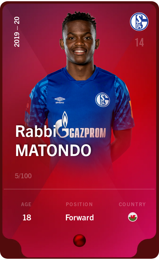 Sorare - Sorare Official - Rabbi Matondo 2019-20 • Rare 5/100 - NFT # 115203493979118289548833354546706037587591186455450757160378730089149058203557