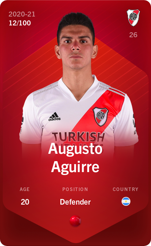 Sorare - Sorare Official - Augusto Aguirre 2020-21 • Rare 12/100 - NFT # 51691208823013660421544748204245268635157858477054327212888757146122780743797