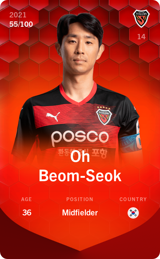 Sorare - Sorare Official - Oh Beom-Seok 2021-22 • Rare 55/100 - NFT # 65071832806950455448607903503021837925162410188674885975920404137307787565109