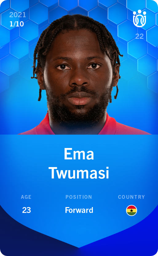 Sorare - Sorare Official - Ema Twumasi 2021-22 • Super Rare 1/10 - NFT # 109401101784939246791986257904182985024943768293352360587315990740126662161162