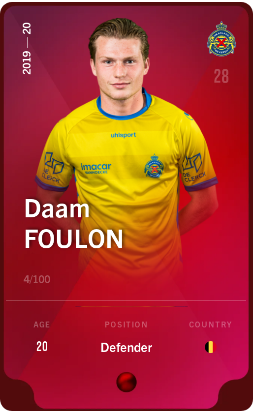Sorare - Sorare Official - Daam Foulon 2019-20 • Rare 4/100 - NFT # 111541826071340825147322297684486025390285370384894140119685330237060735997371