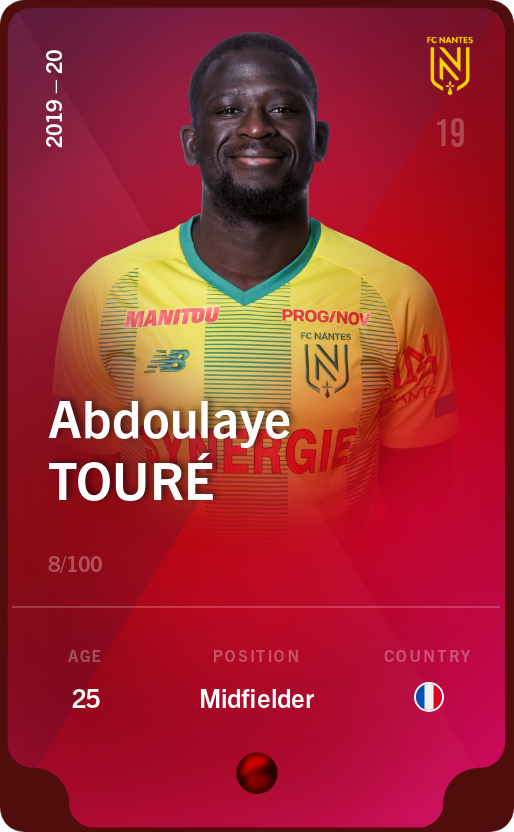Sorare - Sorare Official - Abdoulaye Touré 2019-20 • Rare 8/100 - NFT # 4563596038193839021462010144450057364516851440678107824479856634350301552435