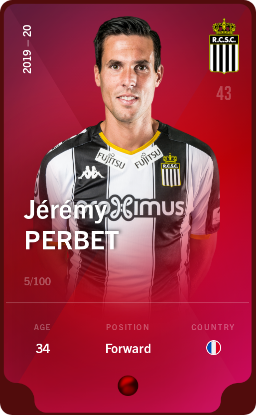 Sorare - Sorare Official - Jérémy Perbet 2019-20 • Rare 5/100 - NFT # 14404670472751743432636895541259402801640996243811343988674830934682898869606