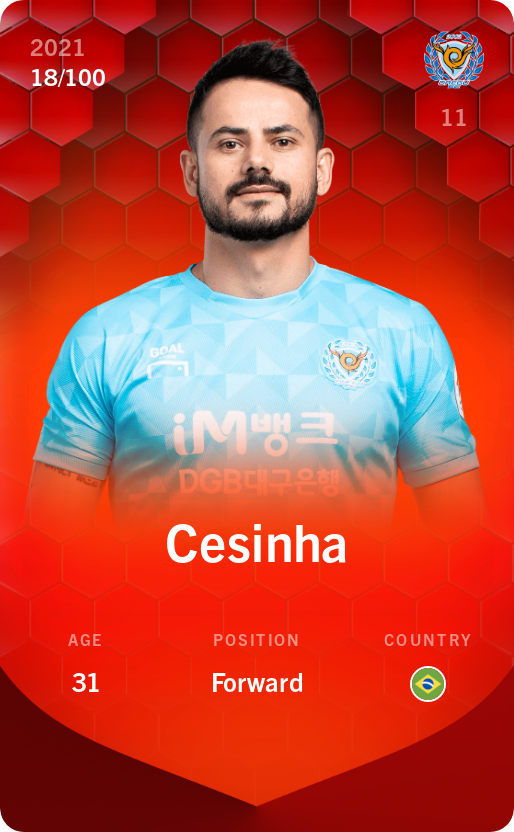 Sorare - Sorare Official - Cesinha 2021-22 • Rare 18/100 - NFT # 81125787097767851095110316420486919613416353222909330015268137355353641718445