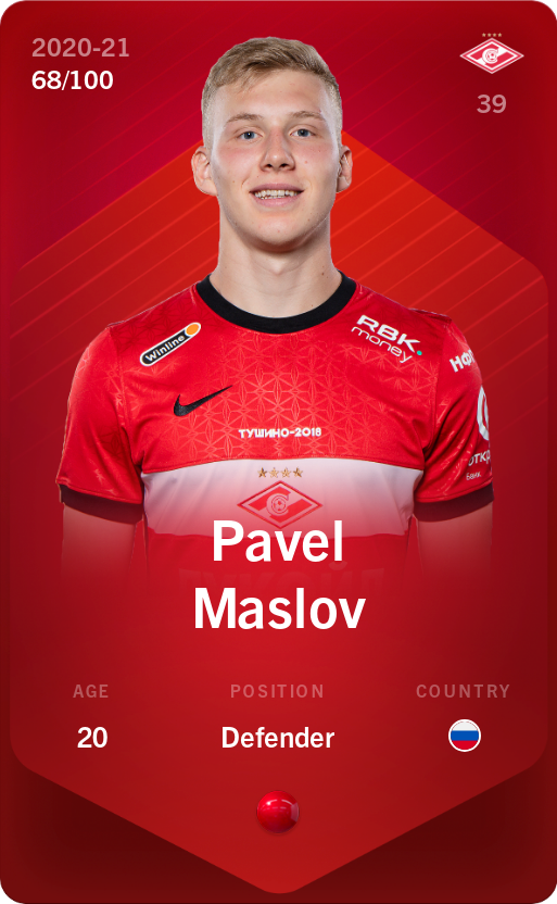 Sorare - Sorare Official - Pavel Maslov 2020-21 • Rare 68/100 - NFT # 21910669766625071938888030267217680282306858920203595078706341943525162628011