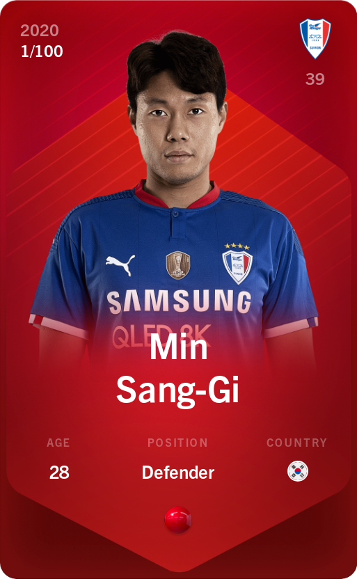 Sorare - Sorare Official - Min Sang-Gi 2020-21 • Rare 1/100 - NFT # 97797049870375809208421943523196355321094372193886138850858419021761475967890