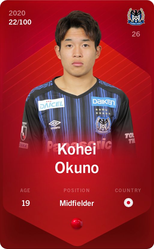 Sorare - Sorare Official - Kohei Okuno 2020-21 • Rare 22/100 - NFT # 89005010380234598299754168853867415845671353827246024883416039282879047920251