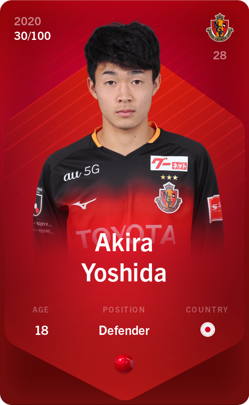 Sorare - Sorare Official - Akira Yoshida 2020-21 • Rare 30/100 - NFT # 104561894803986736062141395412372618639765874730046190143606550594441529204073