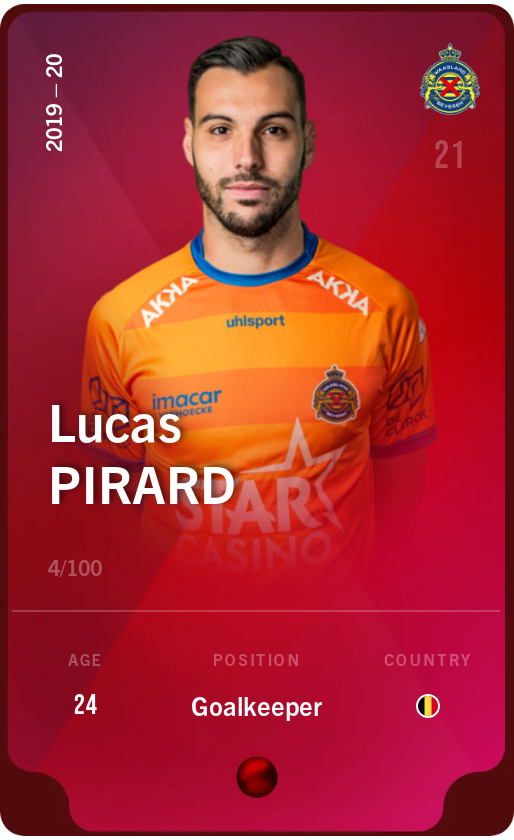 Sorare - Sorare Official - Lucas Pirard 2019-20 • Rare 4/100 - NFT # 42866155216499697816961418668368926943470106471169507481291851865305274143730